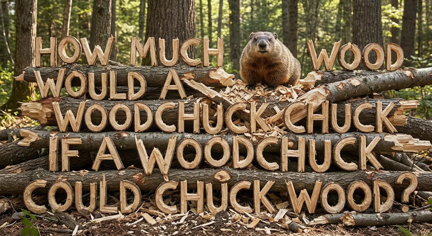 Woodchuck Wood Typography Art by Nano Banana Pro Prompt